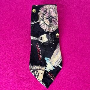 Vintage 1993 Nicole Miller 100% Silk Absolut Martini novelty necktie